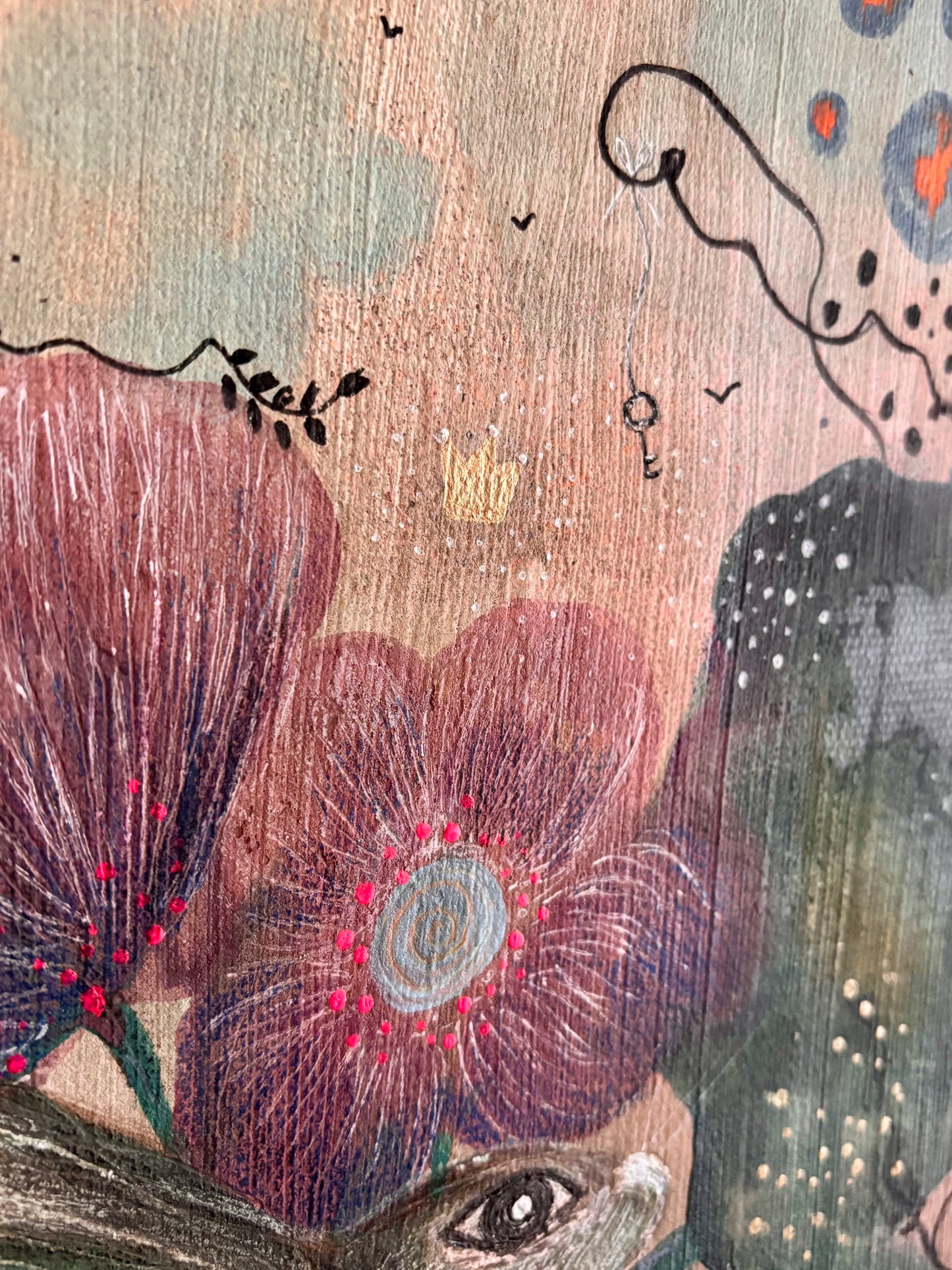 Whimsical Woodland Hare – Original Mixed Media Painting on Canvas