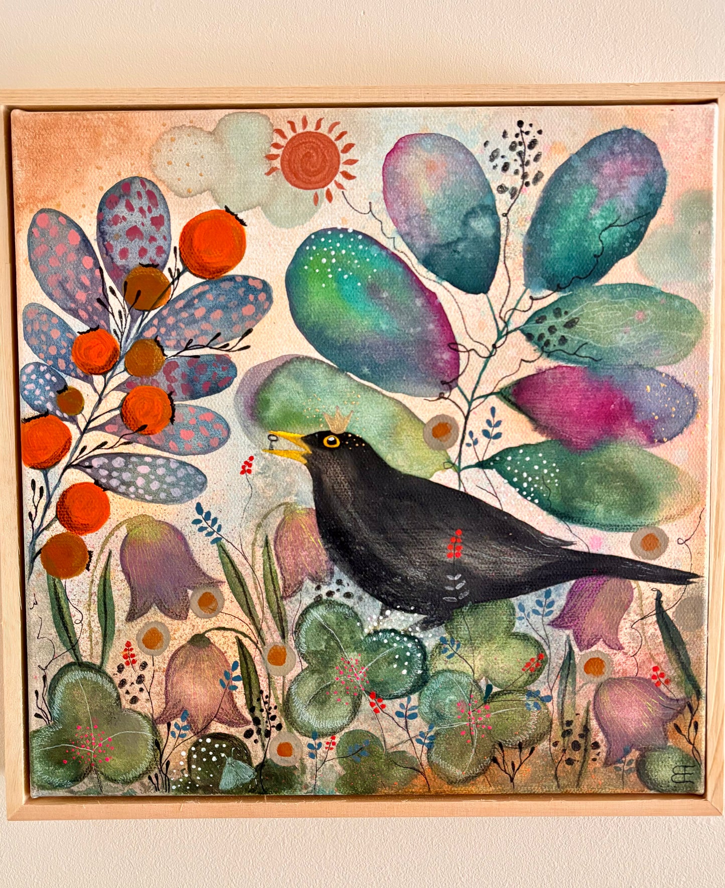 The Keeper of Small Things – Original Blackbird Painting