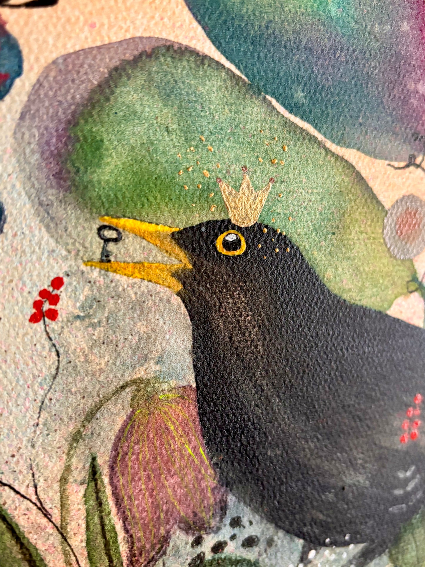 The Keeper of Small Things – Original Blackbird Painting