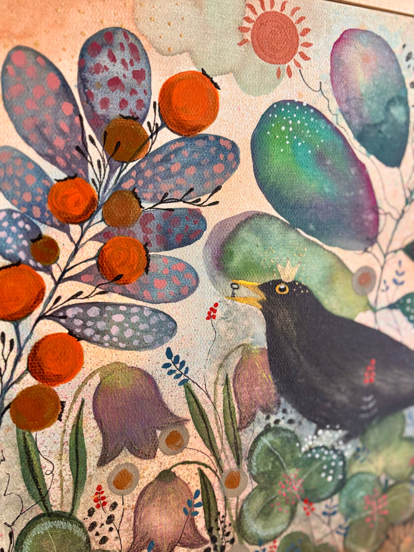 The Keeper of Small Things – Original Blackbird Painting