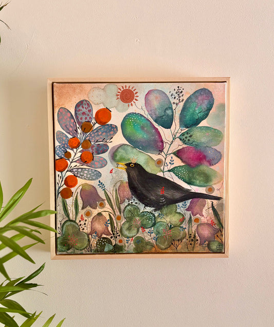 The Keeper of Small Things – Original Blackbird Painting