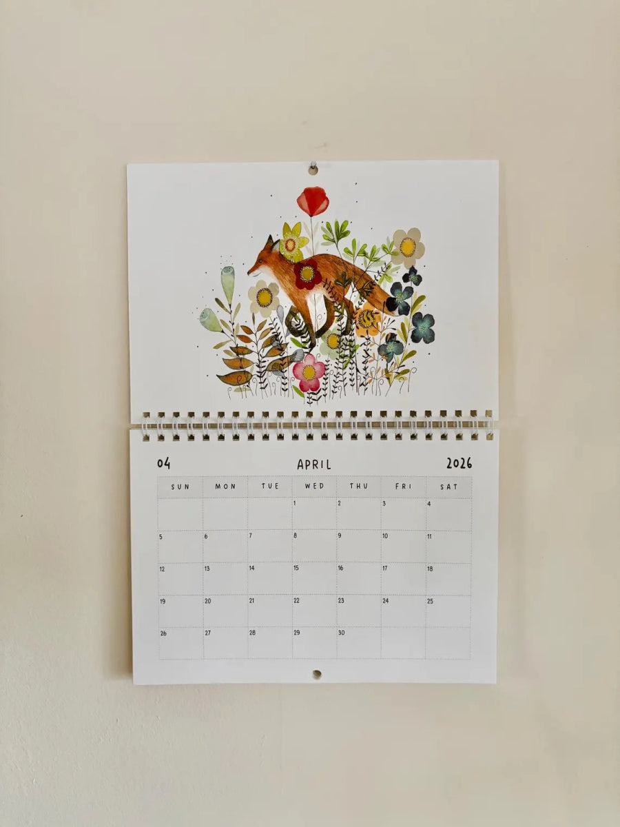 A5 2026 Floral Art Calendar: Handmade Birthday Reminder - Erika's Whimsical Art