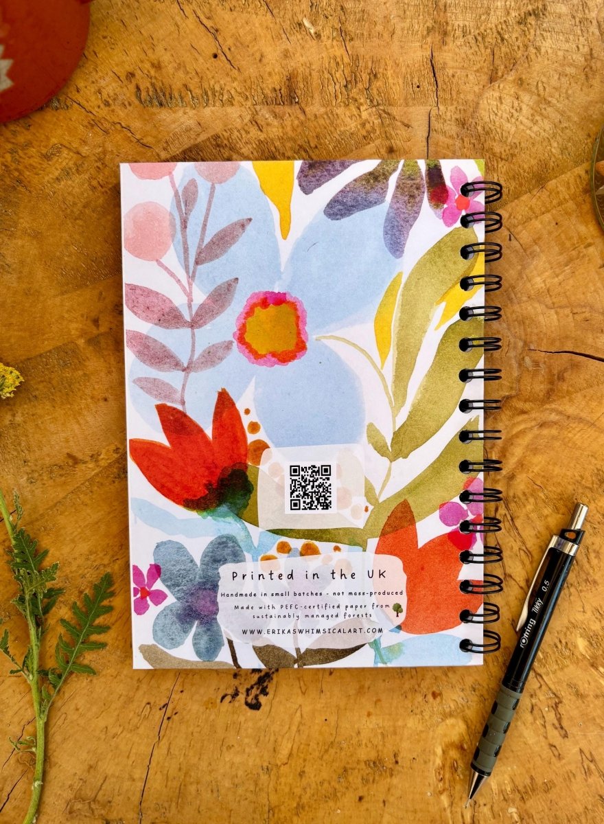 Beautifully Wild Heart – Handmade A5 Notebook | Floral Cover | Gift for Her | Floral Notebook / Motivational Gift / Birthday Gift / Journal - Erika's Whimsical Art