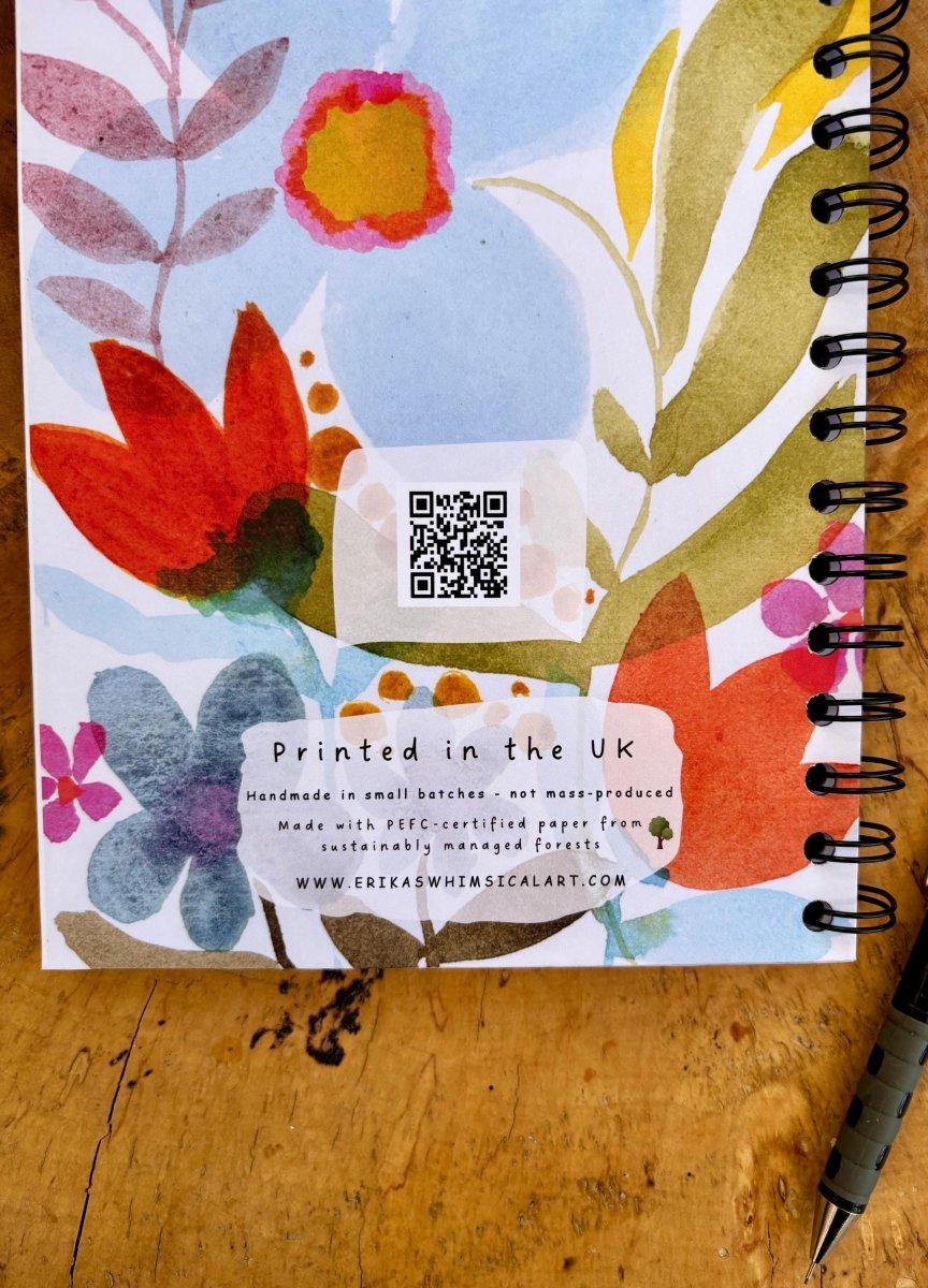 Beautifully Wild Heart – Handmade A5 Notebook | Floral Cover | Gift for Her | Floral Notebook / Motivational Gift / Birthday Gift / Journal - Erika's Whimsical Art