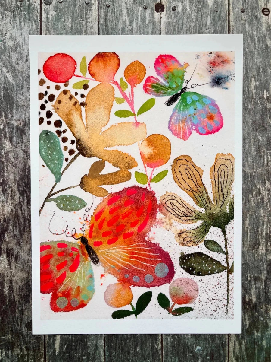 Butterfly Daydream – Colourful Butterfly Wall Art, Watercolour Butterfly Print, Contemporary Botanical Illustration, A4 Art Print, Modern Home Décor, Unframed - Erika's Whimsical Art