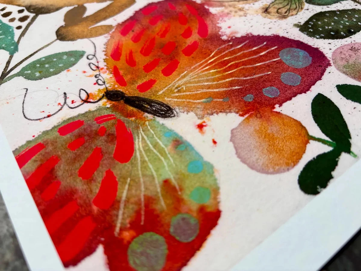 Butterfly Daydream – Colourful Butterfly Wall Art, Watercolour Butterfly Print, Contemporary Botanical Illustration, A4 Art Print, Modern Home Décor, Unframed - Erika's Whimsical Art