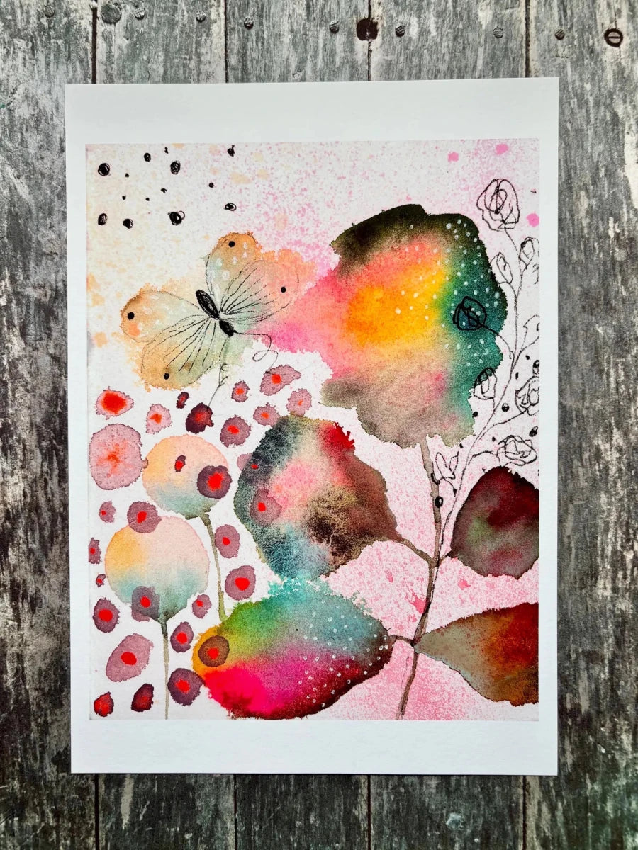 Butterfly Dreams – Butterfly Wall Art, Watercolour Floral Print, Botanical Illustration, A4 Art Print, Colourful Home Décor, Unframed - Erika's Whimsical Art