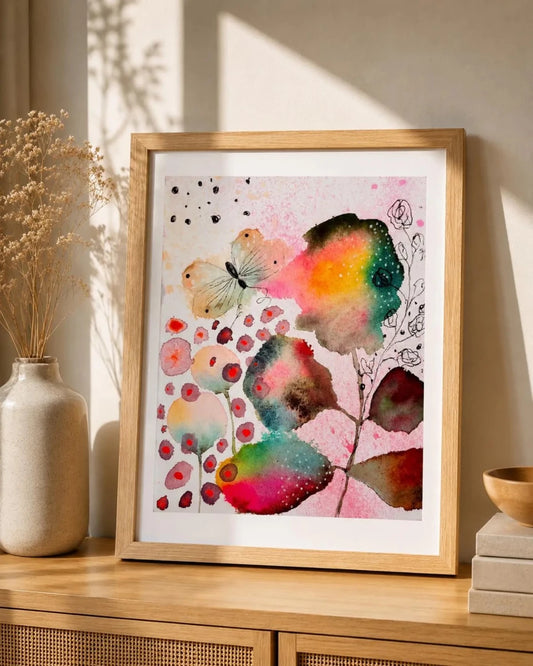 Butterfly Dreams – Butterfly Wall Art, Watercolour Floral Print, Botanical Illustration, A4 Art Print, Colourful Home Décor, Unframed - Erika's Whimsical Art