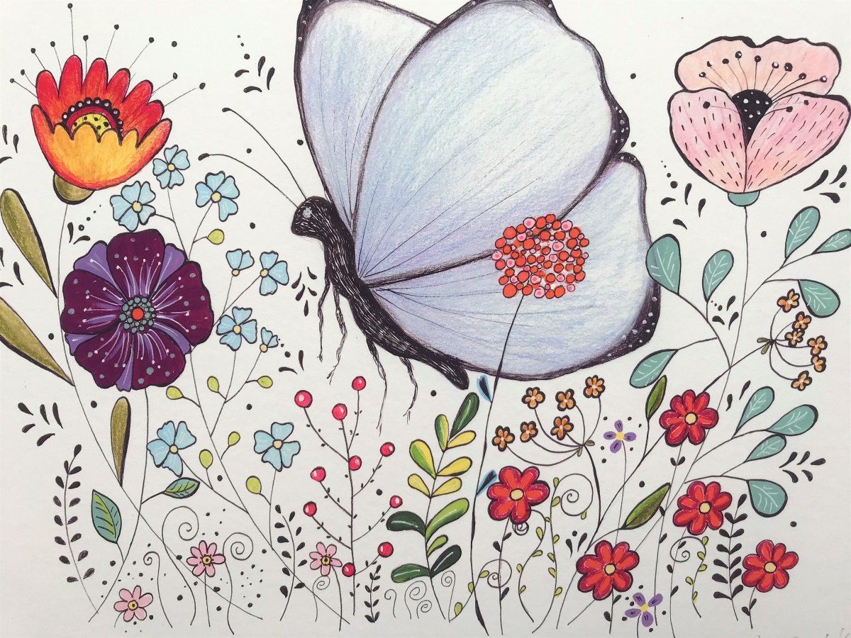 Butterfly wall art, Butterfly, Woodland animal print,Art Print, Home Décor, Yellow wall art, Floral wall art, Butterfly print, Kitchen Print - Erika's Whimsical Art