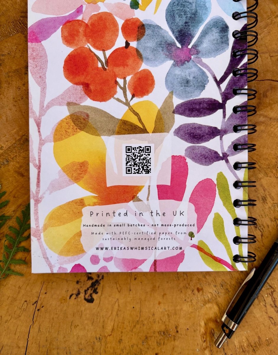 Floral Illustrated Journal: Eco - Friendly A5 Notebook - Erika's Whimsical Art