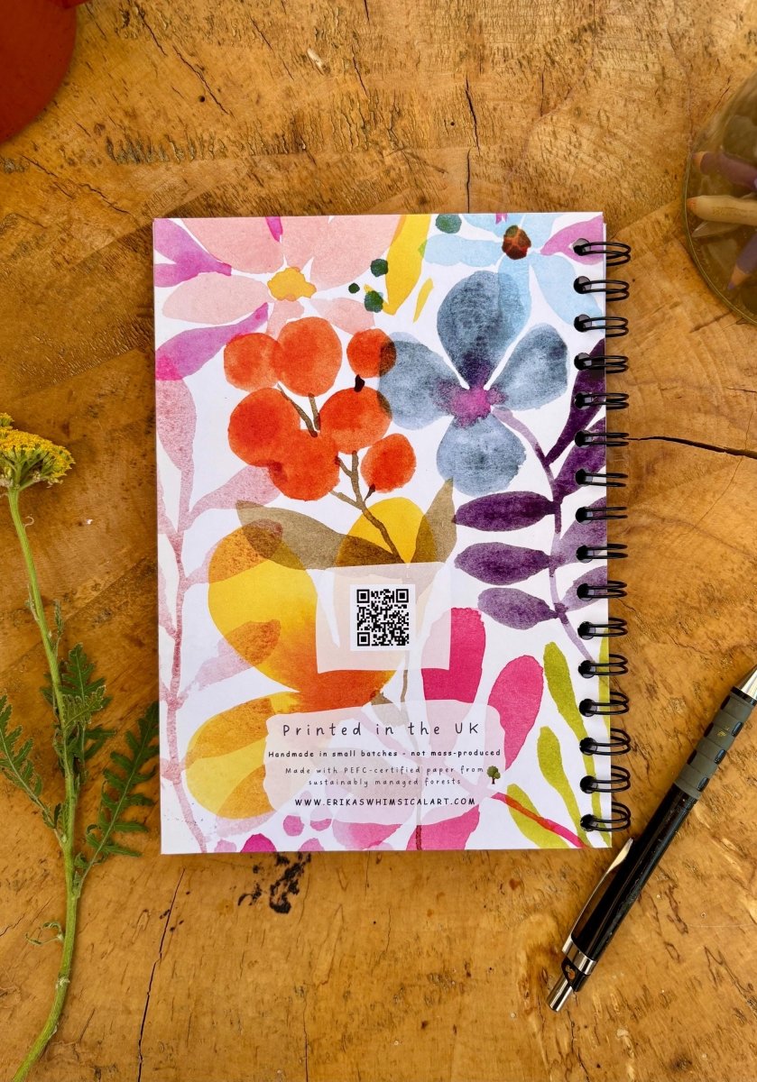Floral Illustrated Journal: Eco - Friendly A5 Notebook - Erika's Whimsical Art