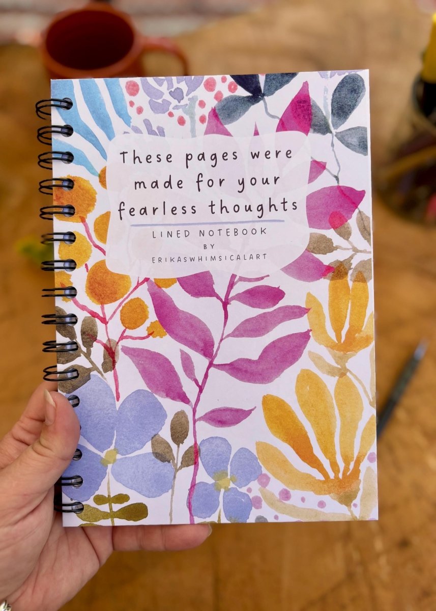 Floral Illustrated Journal: Handmade A5 Lined Notebook - Erika's Whimsical Art