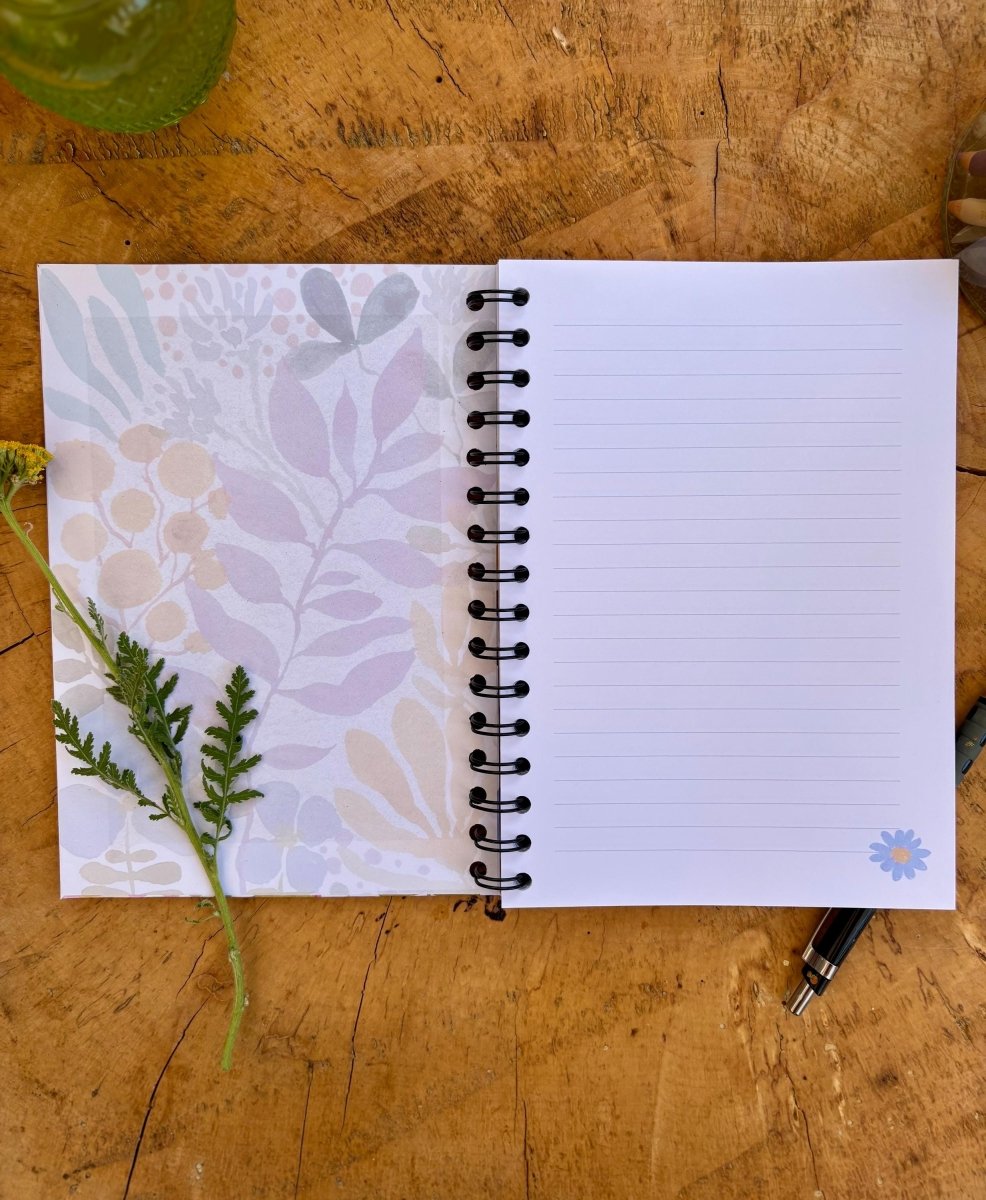 Floral Illustrated Journal: Handmade A5 Lined Notebook - Erika's Whimsical Art