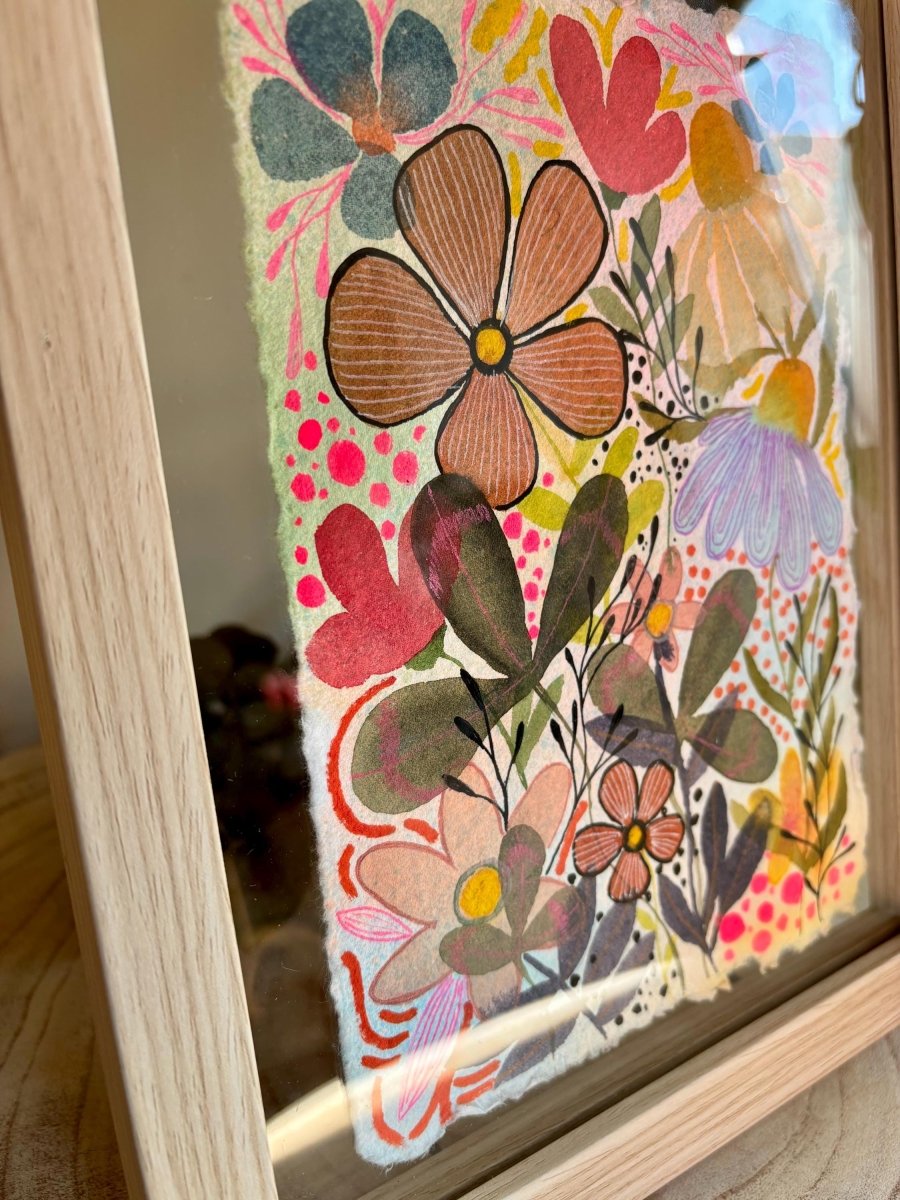 Floral Watercolor Painting: Original A5 Art on Handmade Cotton Paper - Erika's Whimsical Art