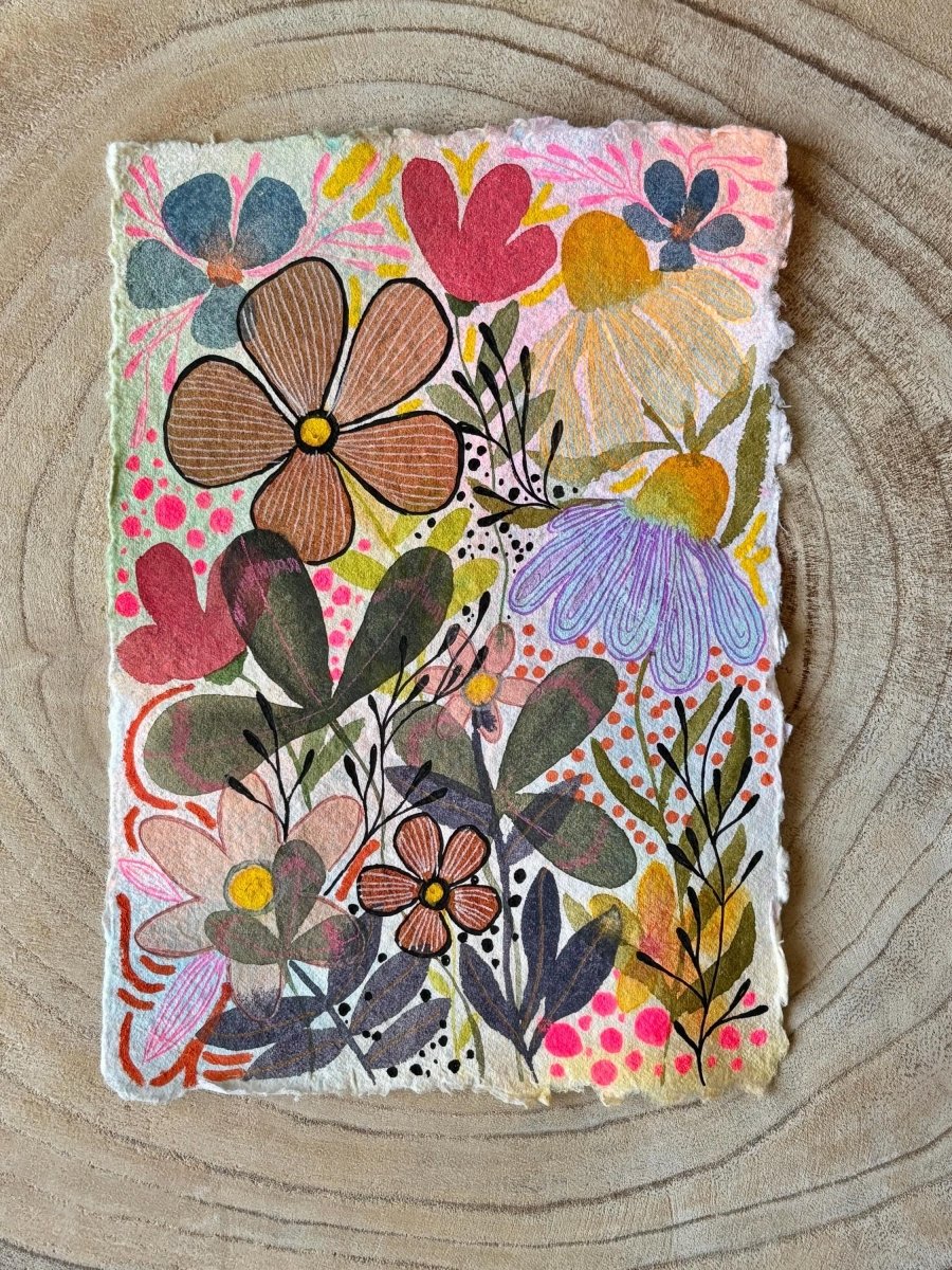Floral Watercolor Painting: Original A5 Art on Handmade Cotton Paper - Erika's Whimsical Art