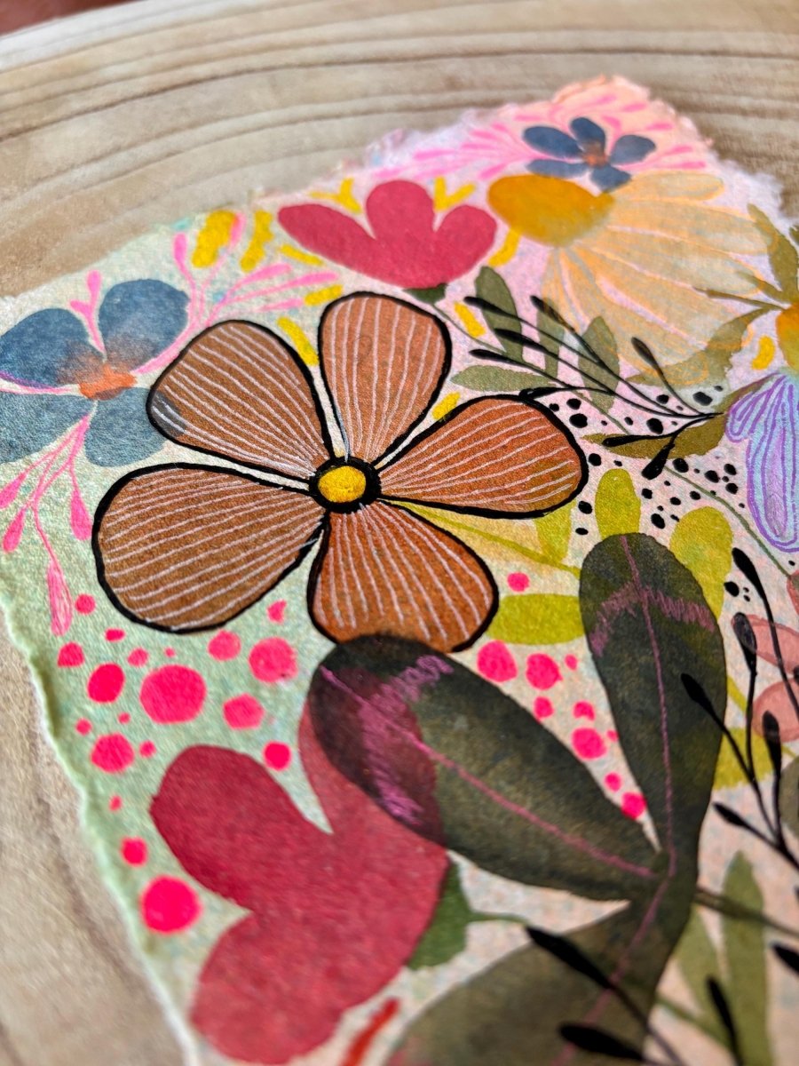 Floral Watercolor Painting: Original A5 Art on Handmade Cotton Paper - Erika's Whimsical Art