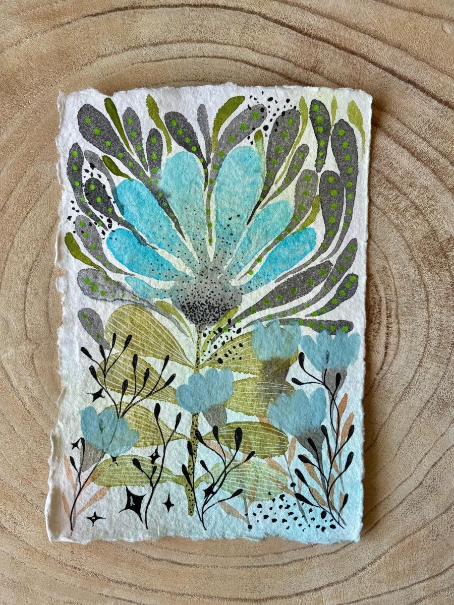 Floral Watercolor Painting: Original A5 Art on Handmade Cotton Paper - Erika's Whimsical Art