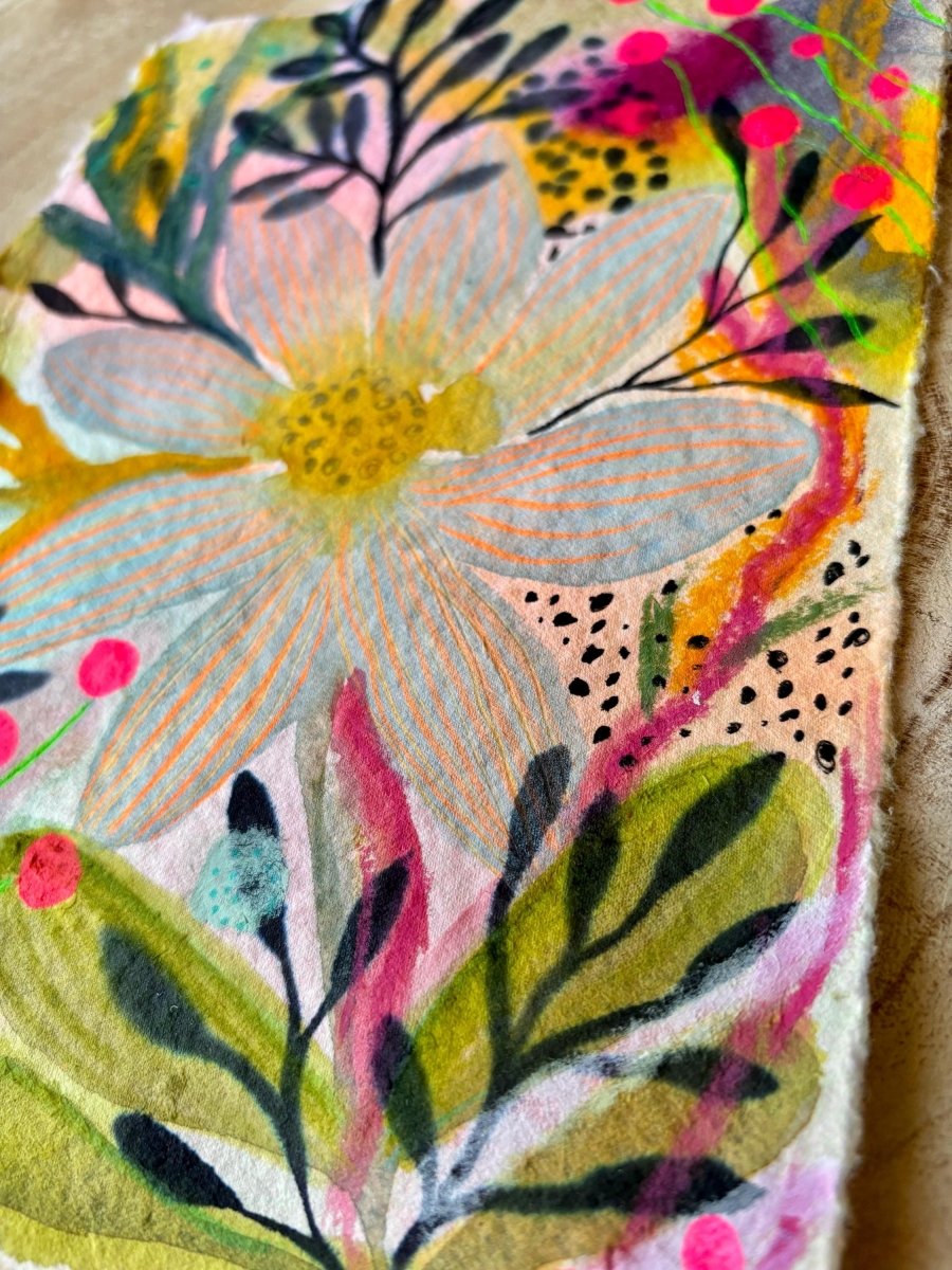 Floral Watercolor Painting: Original A5 Art on Handmade Cotton Paper - Erika's Whimsical Art