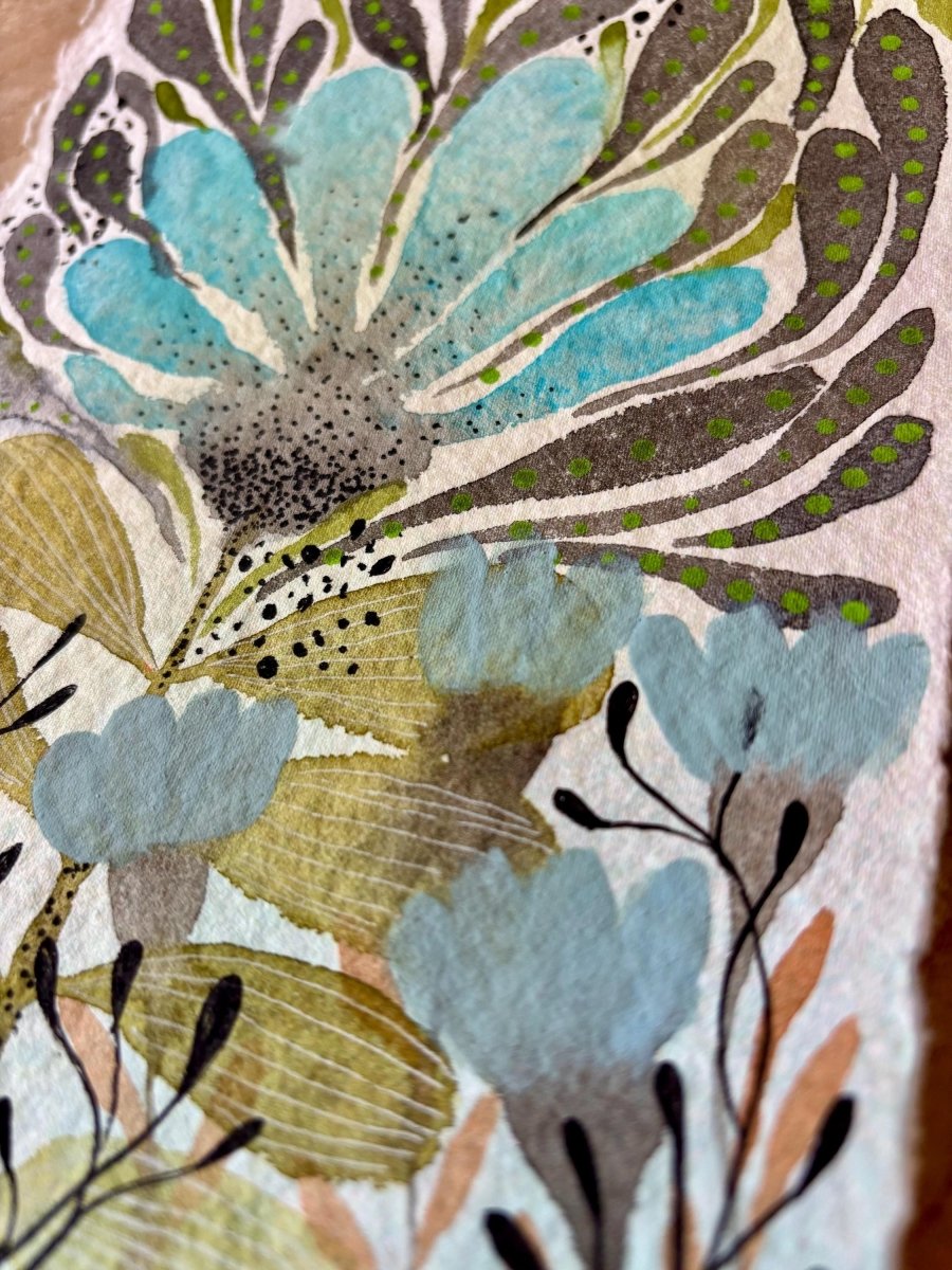 Floral Watercolor Painting: Original A5 Art on Handmade Cotton Paper - Erika's Whimsical Art