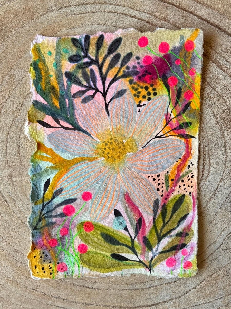 Floral Watercolor Painting: Original A5 Art on Handmade Cotton Paper - Erika's Whimsical Art