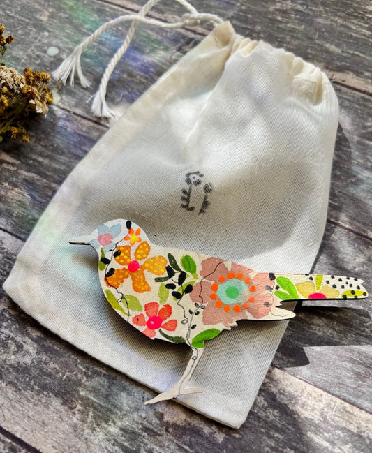 Hand-Painted Bird Fridge Magnet - Erika's Whimsical Art