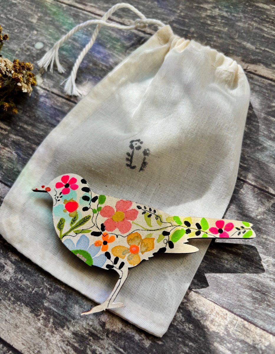 Hand-Painted Bird Fridge Magnet - Erika's Whimsical Art