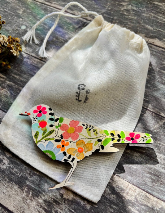 Hand-Painted Bird Fridge Magnet - Erika's Whimsical Art
