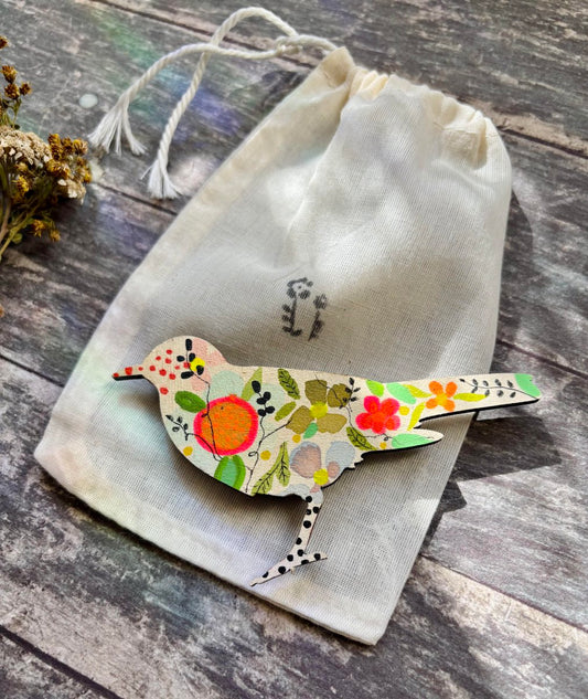 Hand-Painted Bird Fridge Magnet - Erika's Whimsical Art