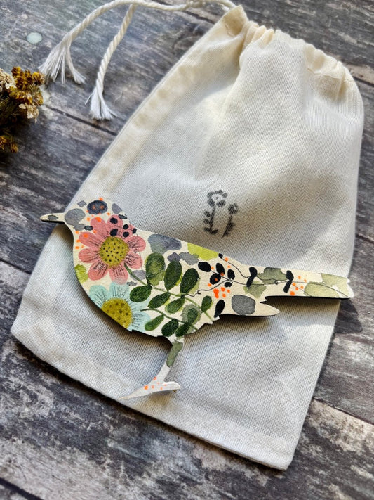 Hand-Painted Bird Fridge Magnet - Erika's Whimsical Art