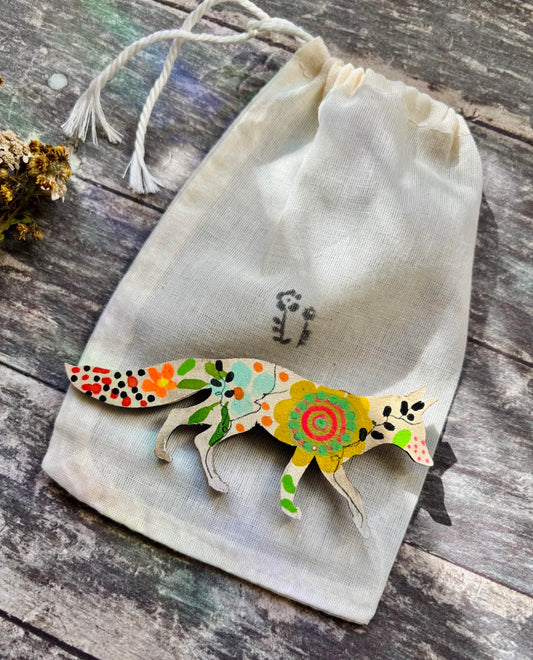 Hand-Painted Fox Fridge Magnet - Erika's Whimsical Art