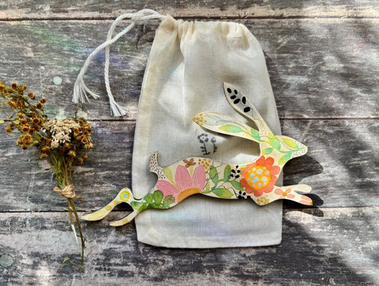 Hand-Painted ‘Running Hare’ Fridge Magnet - Erika's Whimsical Art