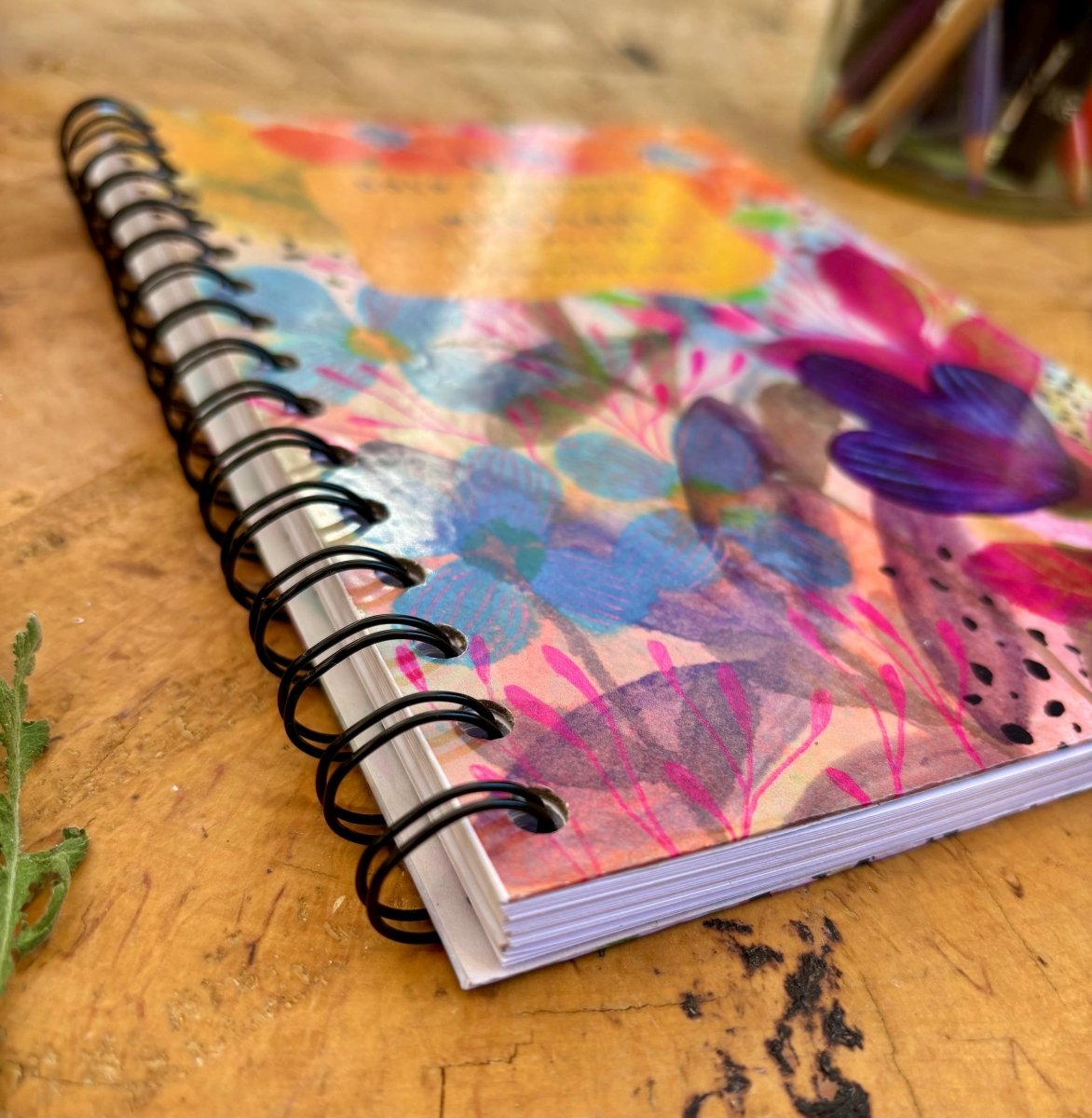 Handmade A5 Floral Notebook: Bold Thoughts & Wild Plans - Erika's Whimsical Art