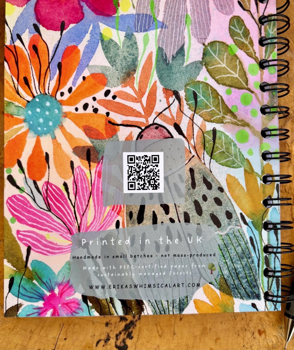 Handmade A5 Floral Notebook: Bold Thoughts & Wild Plans - Erika's Whimsical Art