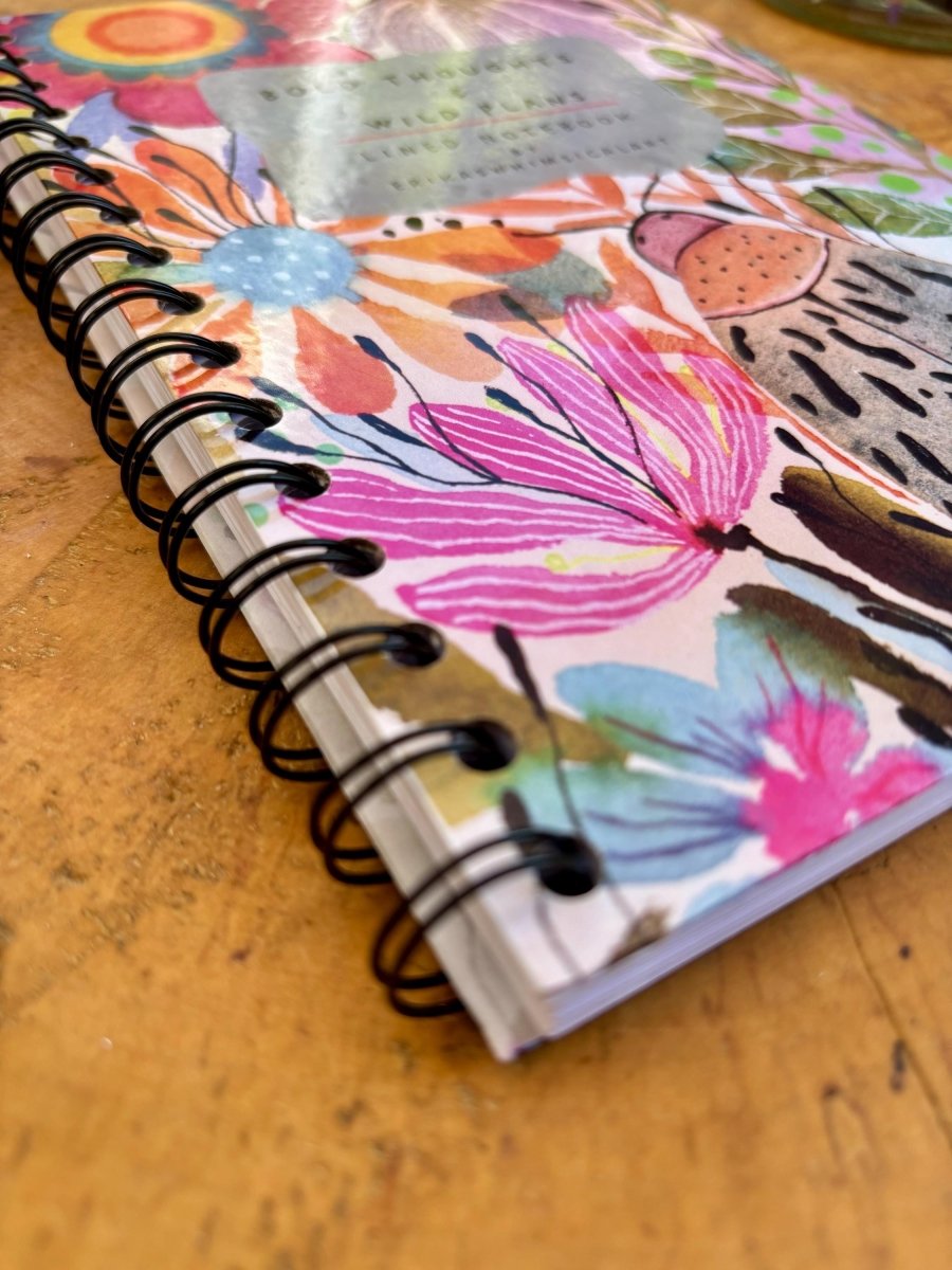 Handmade A5 Floral Notebook: Bold Thoughts & Wild Plans - Erika's Whimsical Art