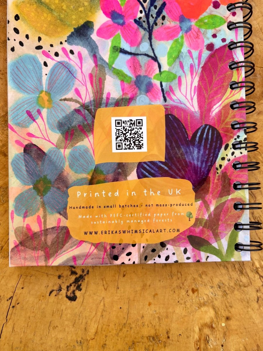 Handmade A5 Floral Notebook: Bold Thoughts & Wild Plans - Erika's Whimsical Art