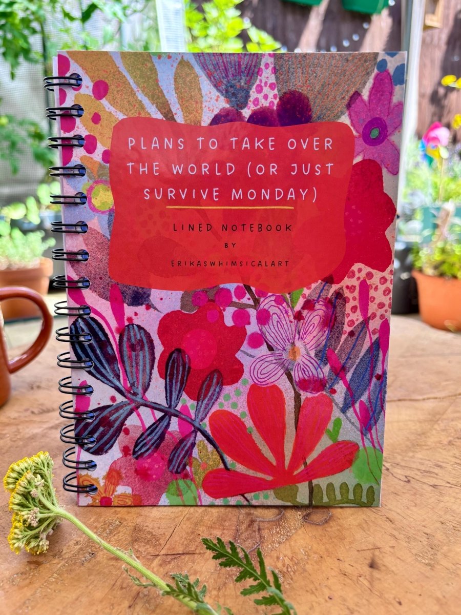 Handmade A5 Lined Notebook: Whimsical Illustrated Journal - Erika's Whimsical Art