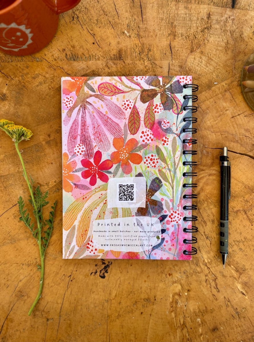 Handmade A5 Lined Handmade Notebook: Whimsical Illustrated Journal - Erika's Whimsical Art
