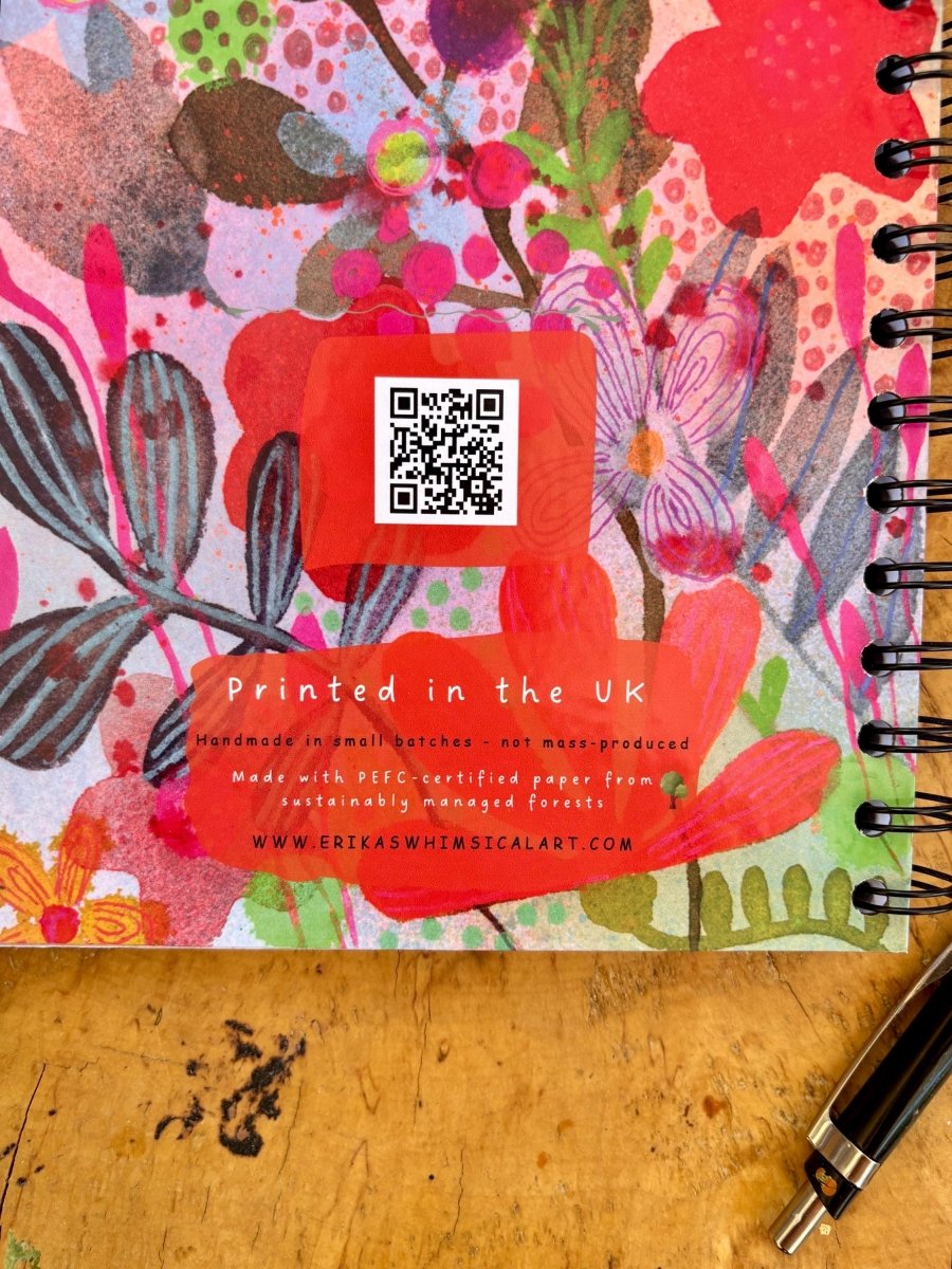 Handmade A5 Lined Notebook: Whimsical Illustrated Journal - Erika's Whimsical Art