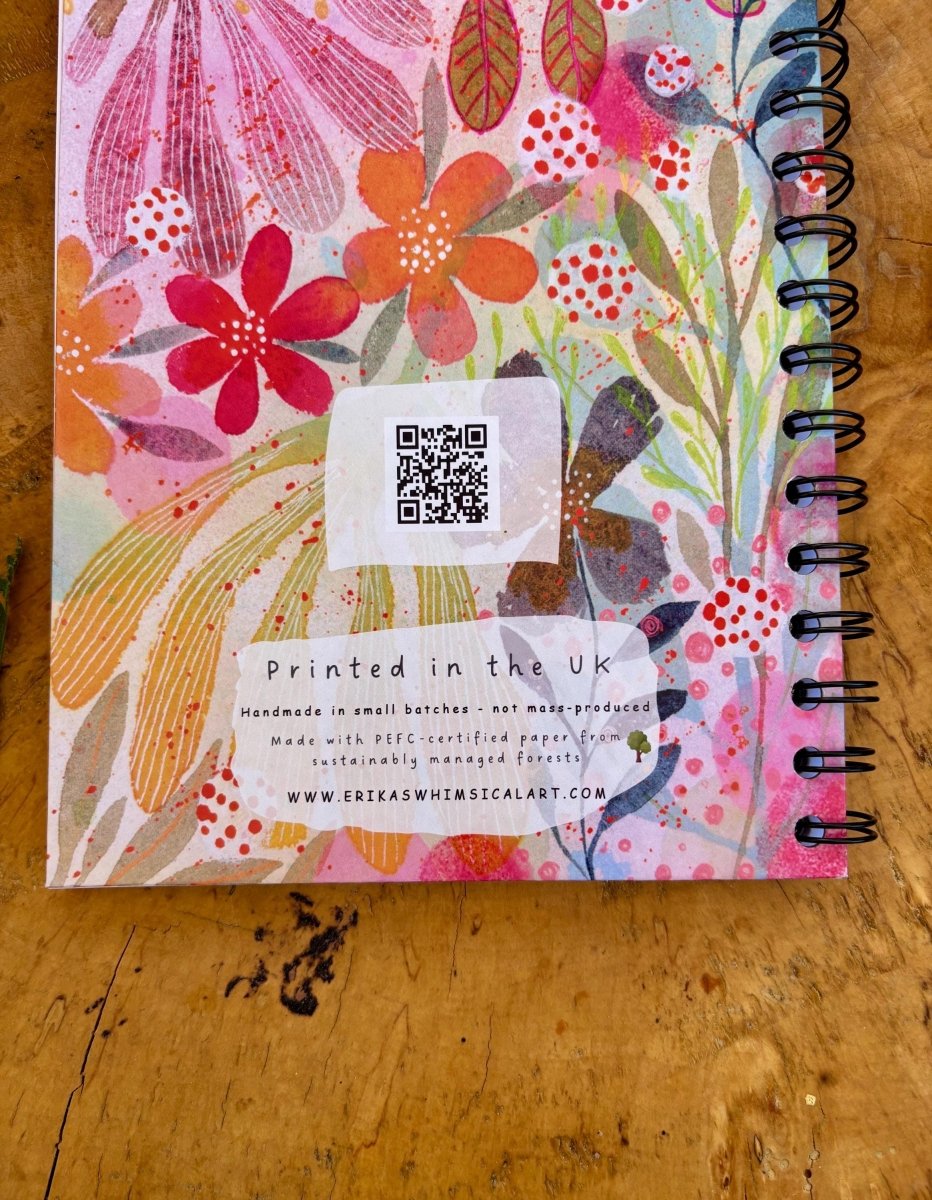 Handmade A5 Lined Handmade Notebook: Whimsical Illustrated Journal - Erika's Whimsical Art