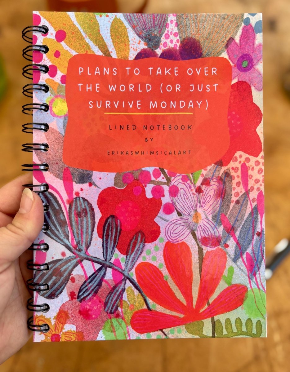Handmade A5 Lined Notebook: Whimsical Illustrated Journal - Erika's Whimsical Art