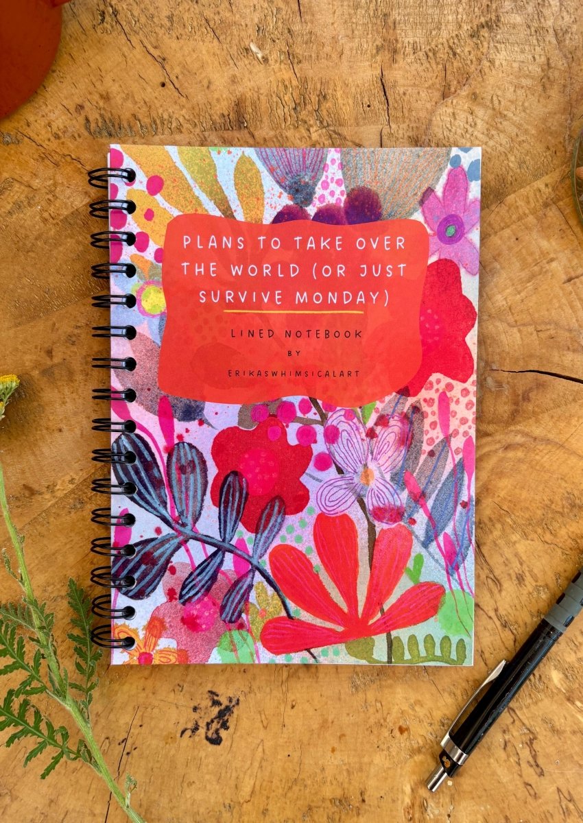 Handmade A5 Lined Notebook: Whimsical Illustrated Journal - Erika's Whimsical Art