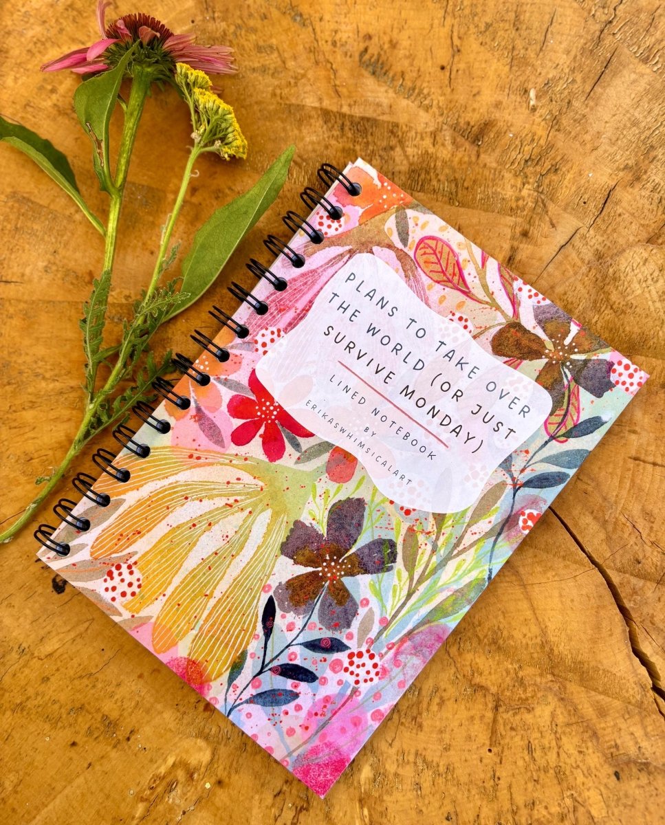 Handmade A5 Lined Handmade Notebook: Whimsical Illustrated Journal - Erika's Whimsical Art