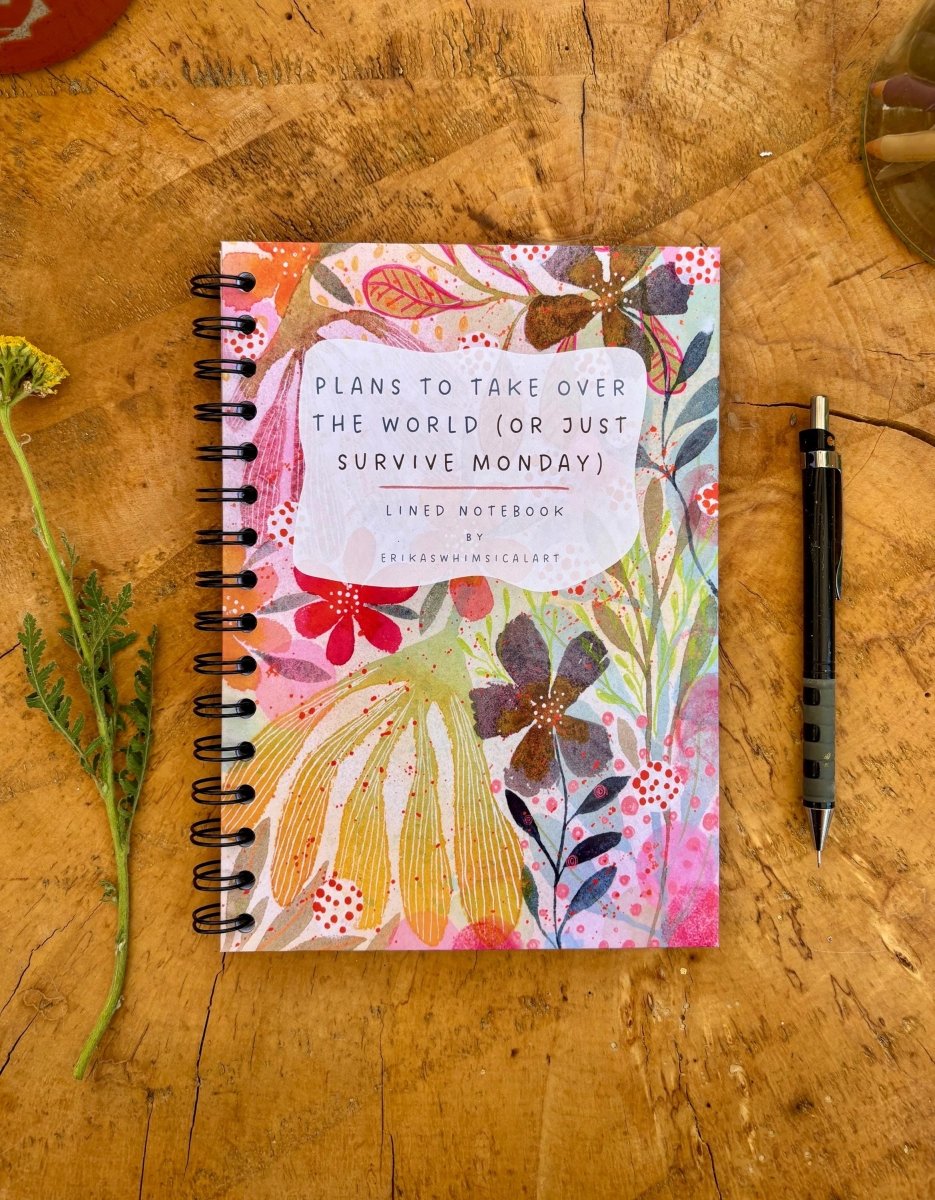 Handmade A5 Lined Handmade Notebook: Whimsical Illustrated Journal - Erika's Whimsical Art