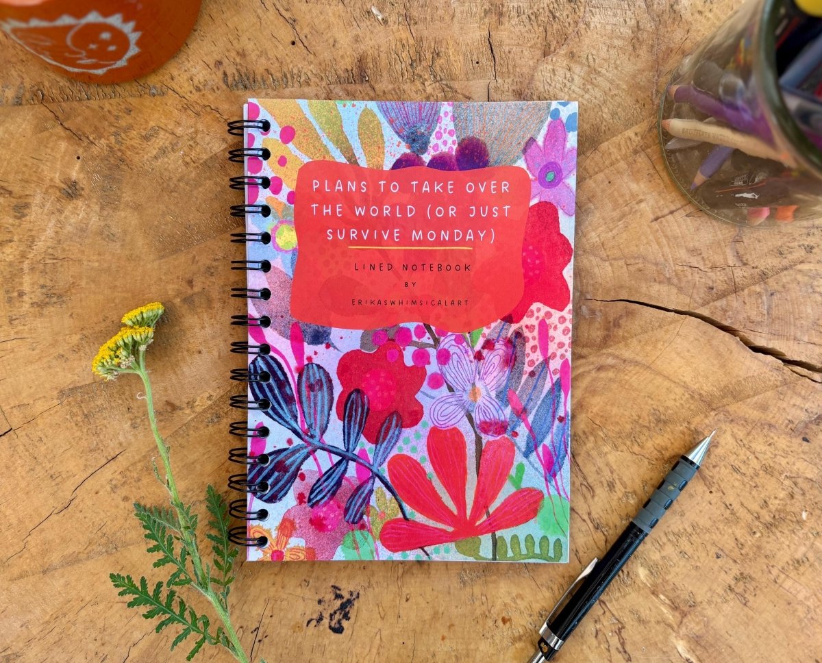 Handmade A5 Lined Notebook: Whimsical Illustrated Journal - Erika's Whimsical Art
