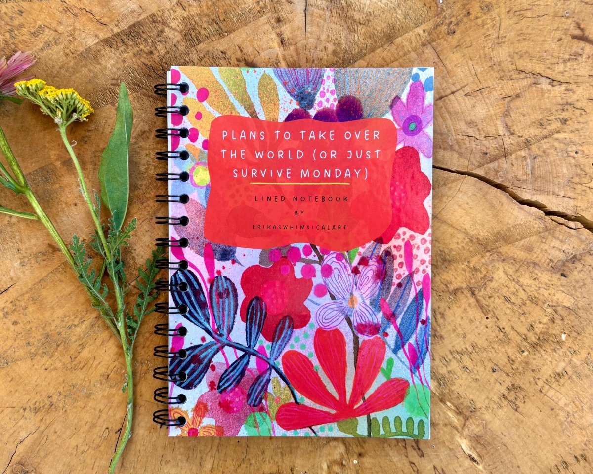 Handmade A5 Lined Notebook: Whimsical Illustrated Journal - Erika's Whimsical Art