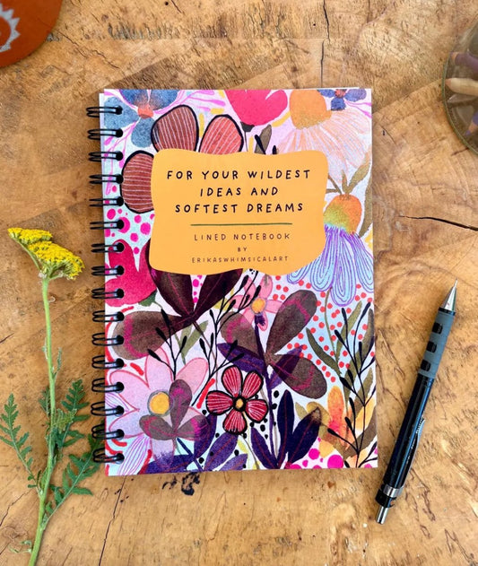 Handmade Floral A5 Notebook: Illustrated Journal, Eco - Friendly - Erika's Whimsical Art