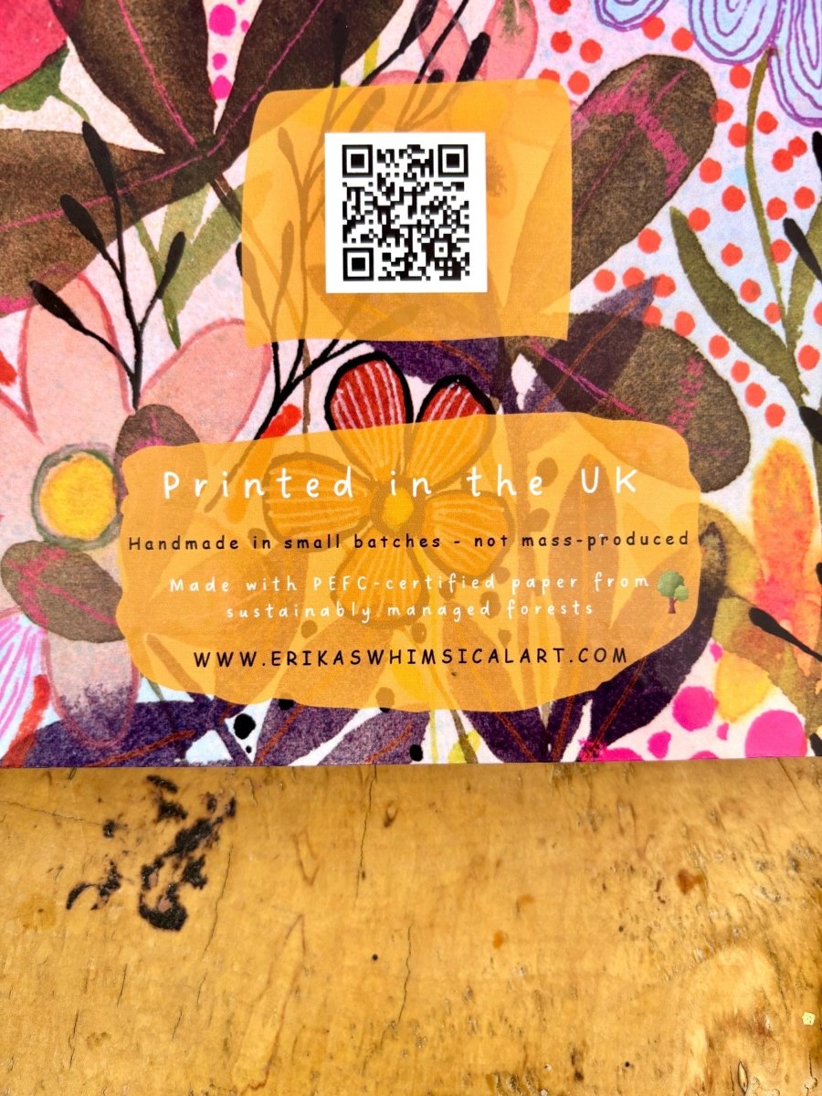 Handmade Floral A5 Notebook: Illustrated Journal, Eco - Friendly - Erika's Whimsical Art