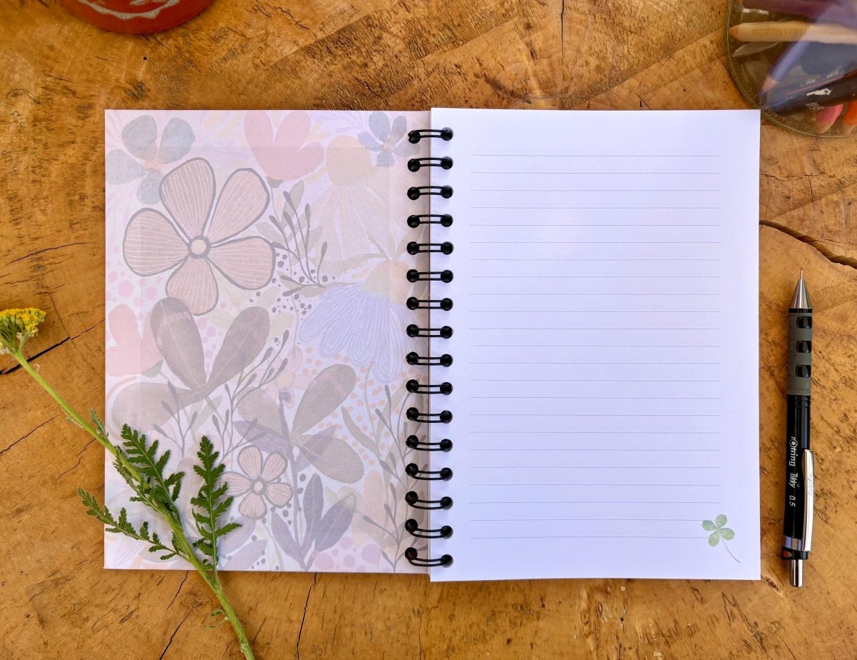 Handmade Floral A5 Notebook: Illustrated Journal, Eco - Friendly - Erika's Whimsical Art