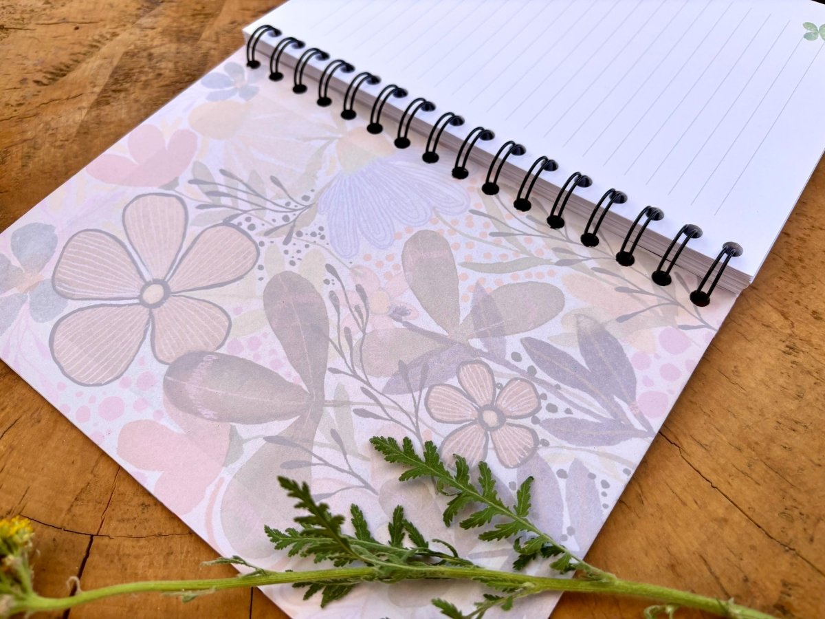 Handmade Floral A5 Notebook: Illustrated Journal, Eco - Friendly - Erika's Whimsical Art