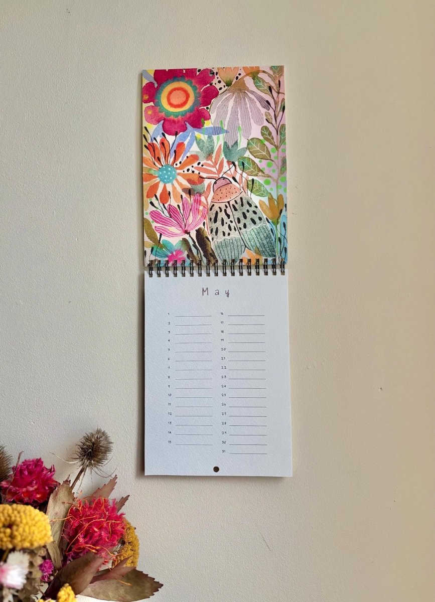 Handmade Floral Perpetual Calendar: A5 Illustrated Birthday Reminder - Erika's Whimsical Art